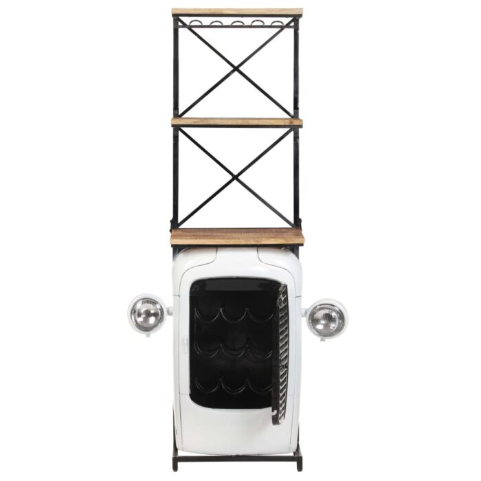 Cave à vin tracteur Blanc 49x31x172 cm Bois de manguier solide – Image 3