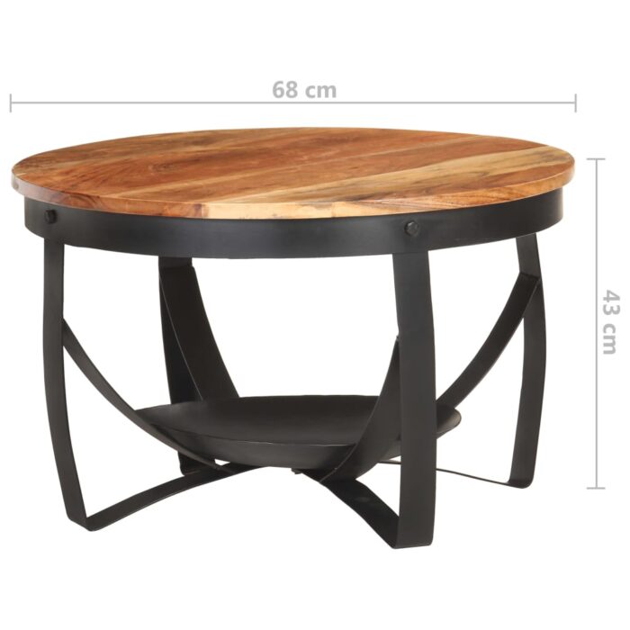 Table basse Ø68x43 cm Bois d'acacia solide – Image 5
