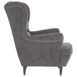 Fauteuil gris clair velours – Image 2
