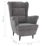Fauteuil gris clair velours – Image 5