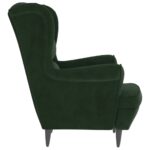 Fauteuil vert foncé velours – Image 2