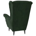 Fauteuil vert foncé velours – Image 3
