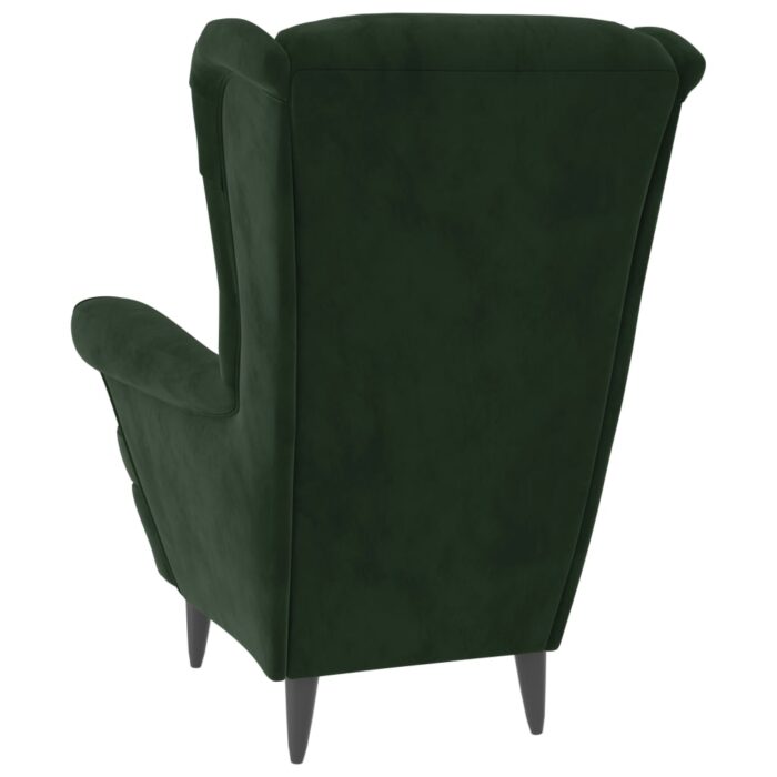 Fauteuil vert foncé velours – Image 3