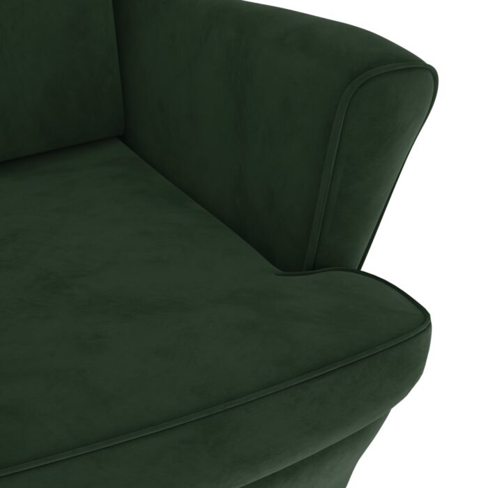 Fauteuil vert foncé velours – Image 4