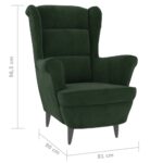 Fauteuil vert foncé velours – Image 5