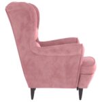 Fauteuil rose velours – Image 2