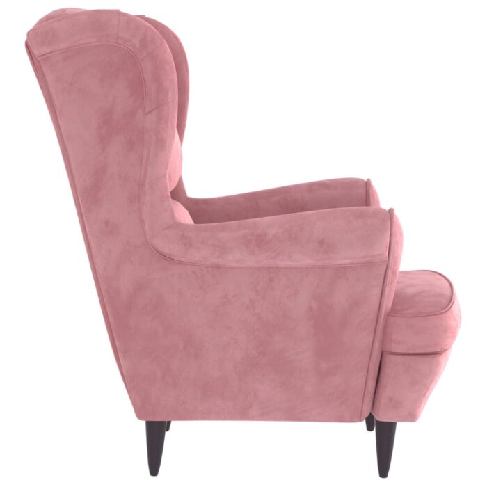 Fauteuil rose velours – Image 2
