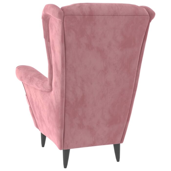 Fauteuil rose velours – Image 3