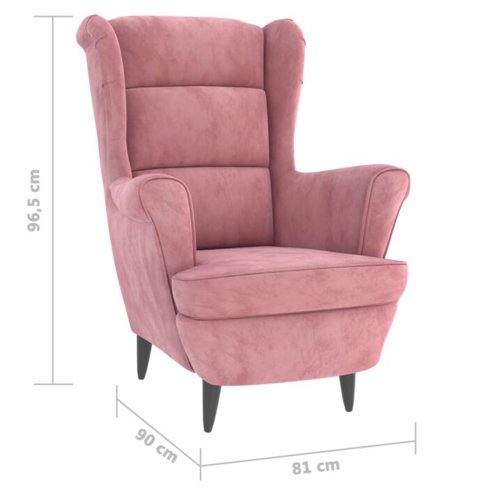 Fauteuil rose velours – Image 5