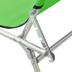 Chaise longue pliable avec auvent acier vert pomme – Image 7
