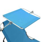 Chaise longue pliable avec auvent acier turquoise et bleu – Image 6