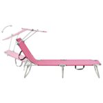 Chaise longue pliable avec auvent acier rose magento – Image 3