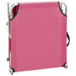 Chaise longue pliable avec auvent acier rose magento – Image 5