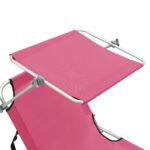 Chaise longue pliable avec auvent acier rose magento – Image 6