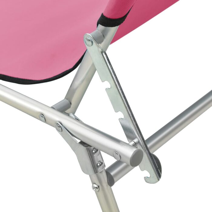 Chaise longue pliable avec auvent acier rose magento – Image 7