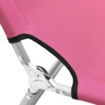 Chaise longue pliable acier et tissu rose – Image 5