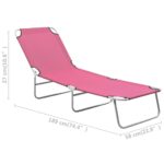 Chaise longue pliable acier et tissu rose – Image 7
