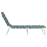 Chaise longue pliable acier et tissu motif de feuilles – Image 2
