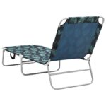 Chaise longue pliable acier et tissu motif de feuilles – Image 3