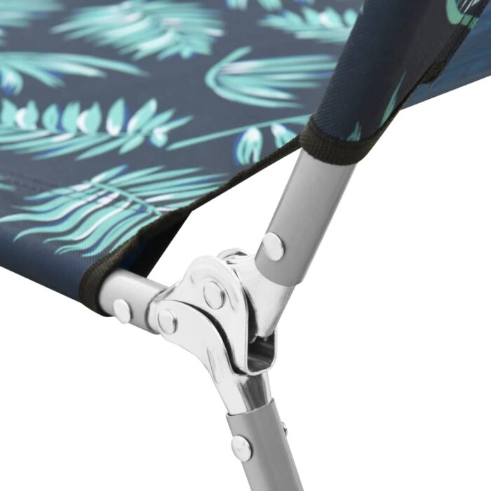 Chaise longue pliable acier et tissu motif de feuilles – Image 6