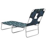 Chaise longue pliable coussin de tête Acier Motif de feuilles – Image 4