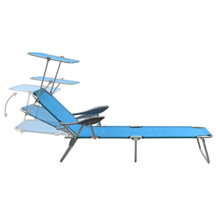 Chaise longue avec auvent acier bleu – Image 3