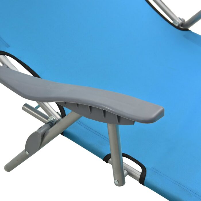 Chaise longue avec auvent acier bleu – Image 5