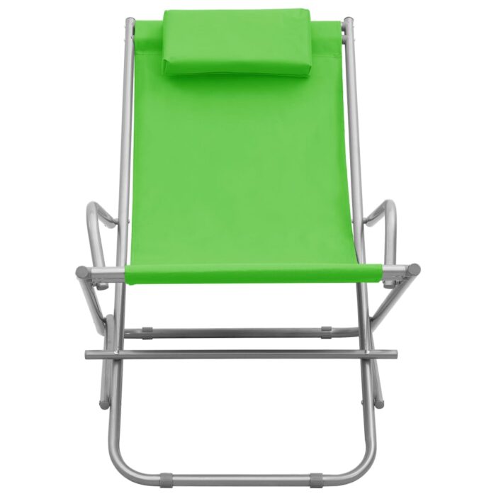 Chaises à bascule lot de 2 Acier Vert – Image 2
