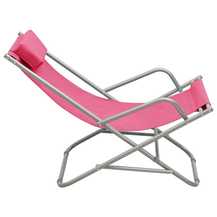Chaises à bascule lot de 2 Acier Rose – Image 3
