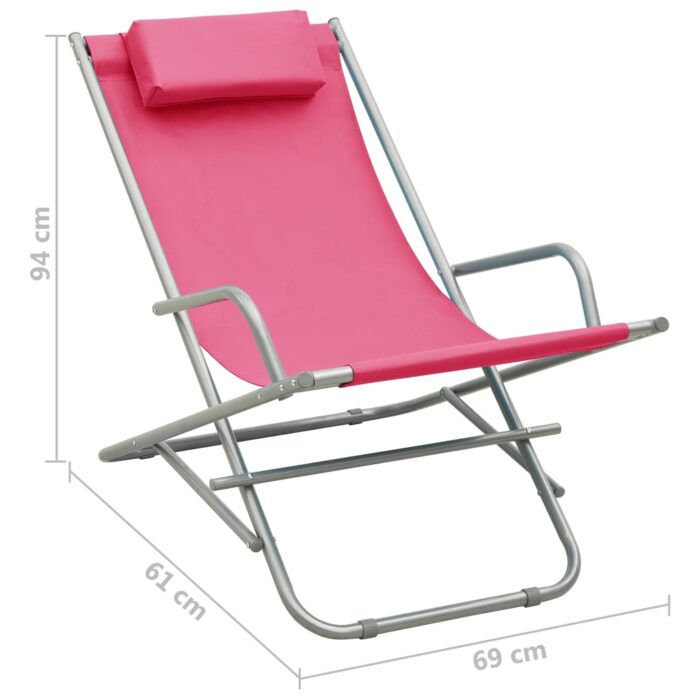 Chaises à bascule lot de 2 Acier Rose – Image 8