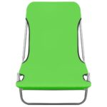 Chaises longues pliables lot de 2 Acier et tissu Vert – Image 2