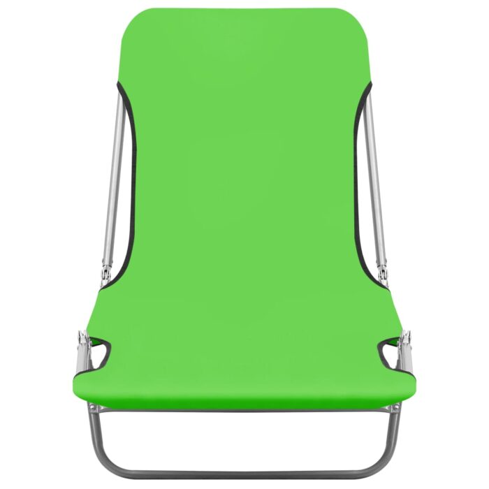 Chaises longues pliables lot de 2 Acier et tissu Vert – Image 2