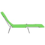 Chaises longues pliables lot de 2 Acier et tissu Vert – Image 3