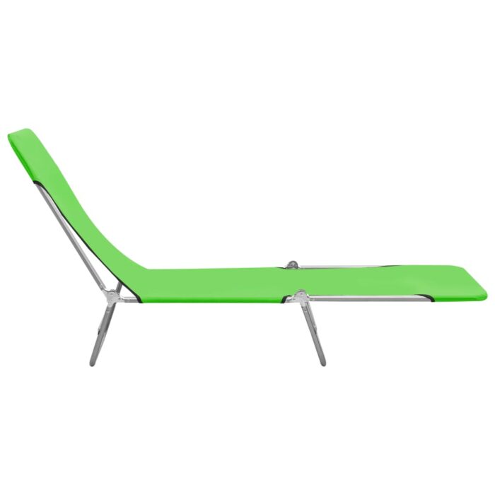 Chaises longues pliables lot de 2 Acier et tissu Vert – Image 3