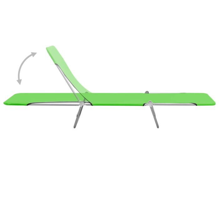 Chaises longues pliables lot de 2 Acier et tissu Vert – Image 4