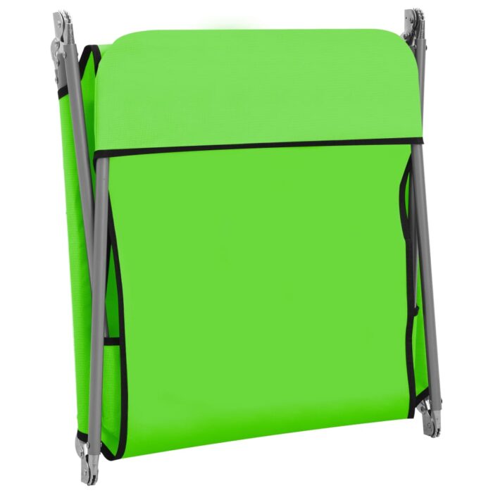 Chaises longues pliables lot de 2 Acier et tissu Vert – Image 6