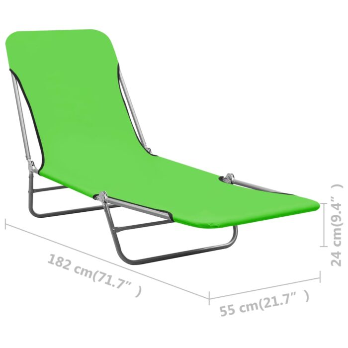 Chaises longues pliables lot de 2 Acier et tissu Vert – Image 7
