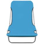 Chaises longues pliables lot de 2 Acier et tissu Bleu – Image 2