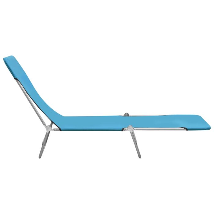 Chaises longues pliables lot de 2 Acier et tissu Bleu – Image 3