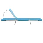 Chaises longues pliables lot de 2 Acier et tissu Bleu – Image 4