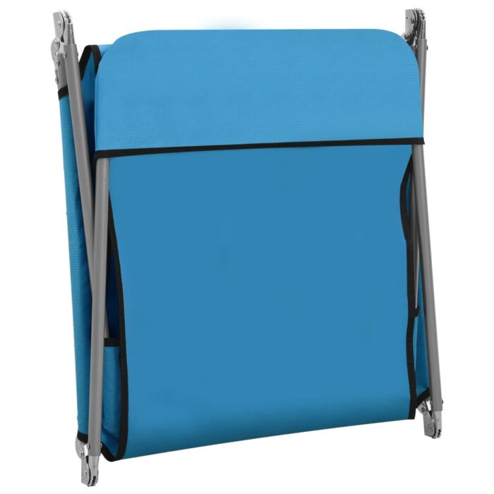 Chaises longues pliables lot de 2 Acier et tissu Bleu – Image 5