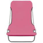 Chaises longues pliables lot de 2 Acier et tissu Rose – Image 2