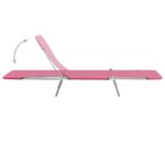 Chaises longues pliables lot de 2 Acier et tissu Rose – Image 4