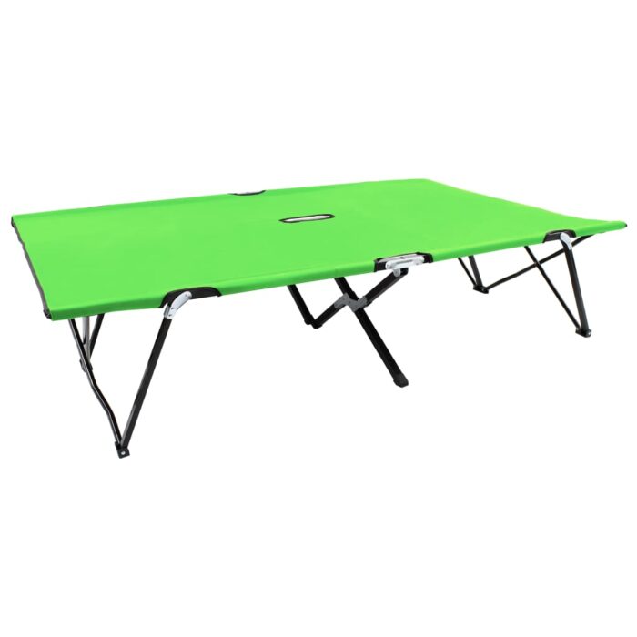 Chaise longue pliable 2 places vert acier – Image 1