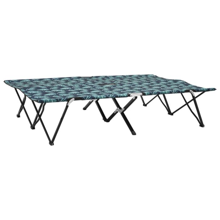 Chaise longue pliable 2 places Motif de feuilles Acier – Image 1