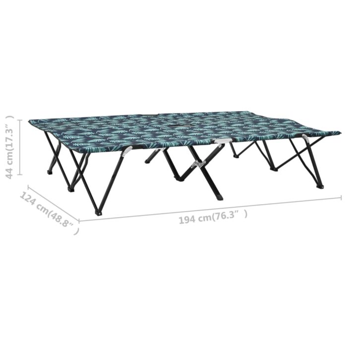 Chaise longue pliable 2 places Motif de feuilles Acier – Image 8