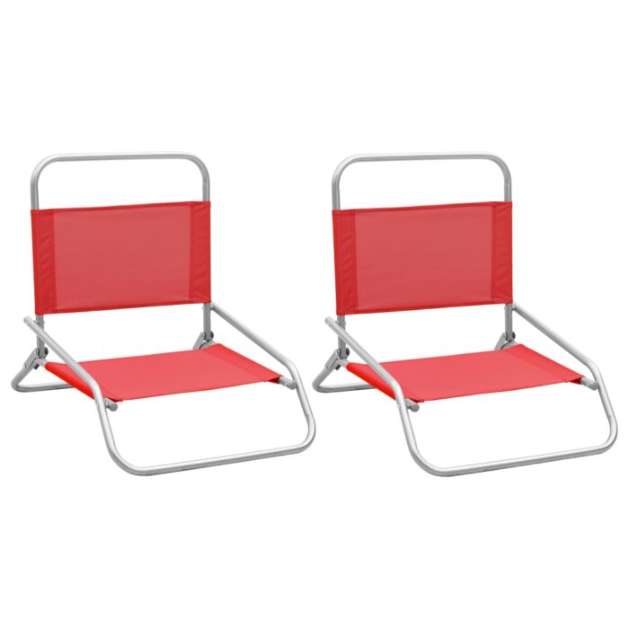 Chaises de plage pliables lot de 2 Rouge Tissu – Image 1