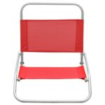 Chaises de plage pliables lot de 2 Rouge Tissu – Image 2