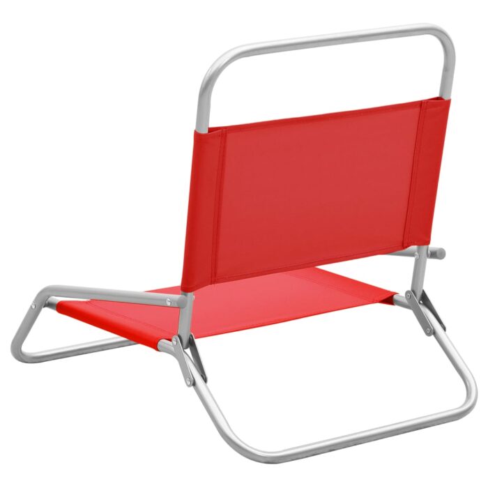 Chaises de plage pliables lot de 2 Rouge Tissu – Image 4