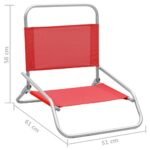 Chaises de plage pliables lot de 2 Rouge Tissu – Image 7